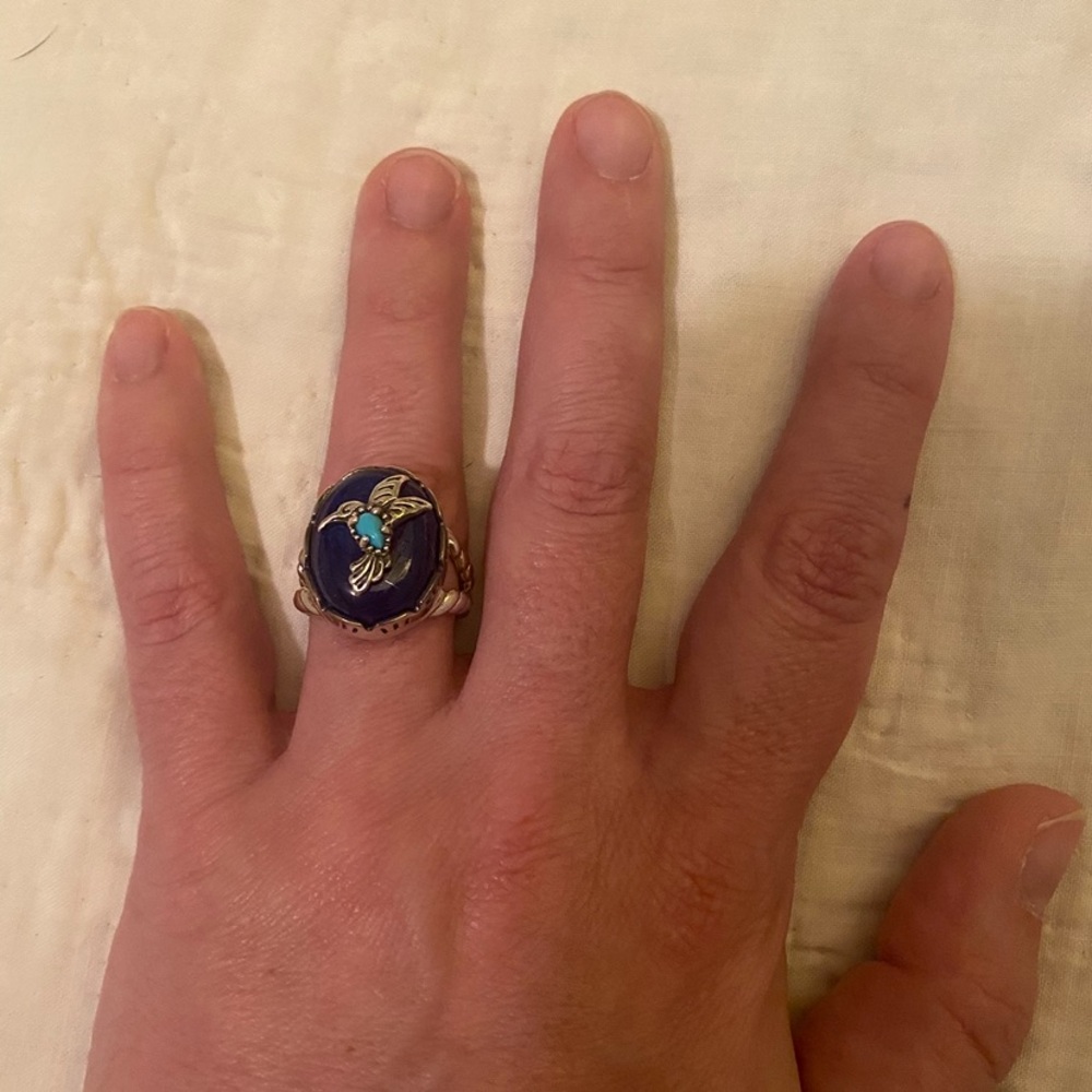Kohl's Silver Ring with Blue and Turquoise Hummingbird - Picture 6 of 10